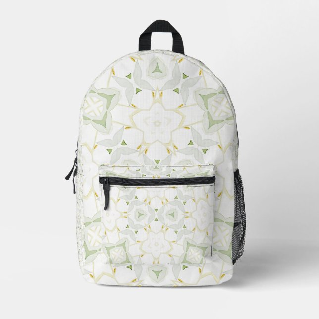 Mochila Impresa Suave Floral Geométrico Neutral (Anverso)