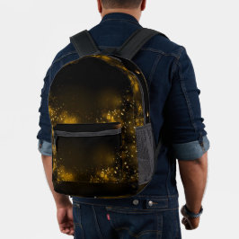 Mochila Impresa Suave Negro Splash Dorado Acuarela Elegante
