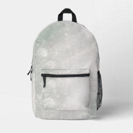 Mochila Impresa Suave salvia y florales blancas escarchadas arte d