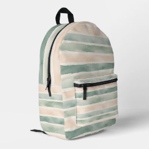 Mochila Impresa Suaves Franjas de Verde Salvia y Melocotón en Acua