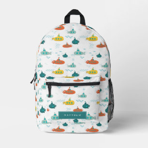 Mochila Impresa Submarino Lindo Peces Marinos Profundos Para Niños
