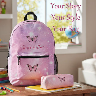 Mochila Impresa Sueños de Mariposa Rosa Brillante