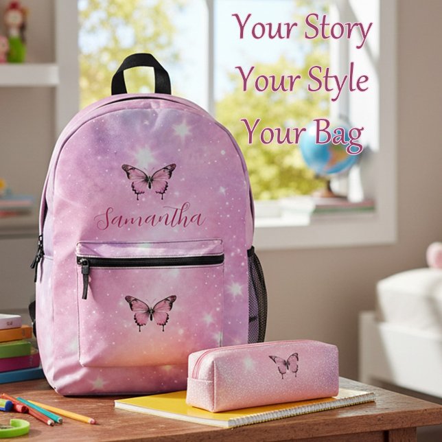 Mochila Impresa Sueños de Mariposa Rosa Brillante (Subido por el creador)