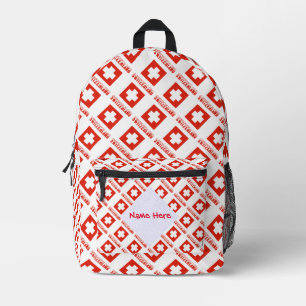 Mochila Impresa Suiza Bandera Suiza Baldosas Rojo Personalización