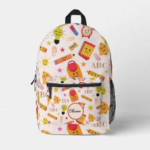 Mochila Impresa Suministros Divertidos de Escuela Personalizados K