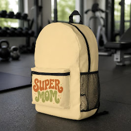 Mochila Impresa SUPER MAMÁ Tipografía Retro Divertida y Groovy