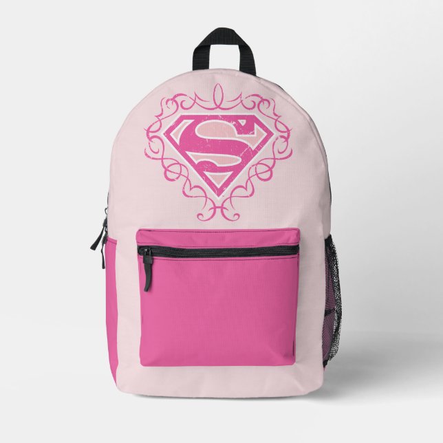 Mochila Impresa Supergirl Pink Strips (Anverso)
