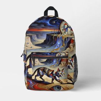 Mochila Impresa Surreal Cat Melting Clocks Dali Picasso Inspired