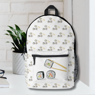 Mochila Impresa Sushi Salmon Se Rodea Con Ilustracion De Palillos
