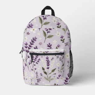 Mochila Impresa Susurros de lavanda - Patrón botánico bordado