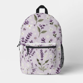 Mochila Impresa Susurros de lavanda - Patrón botánico bordado