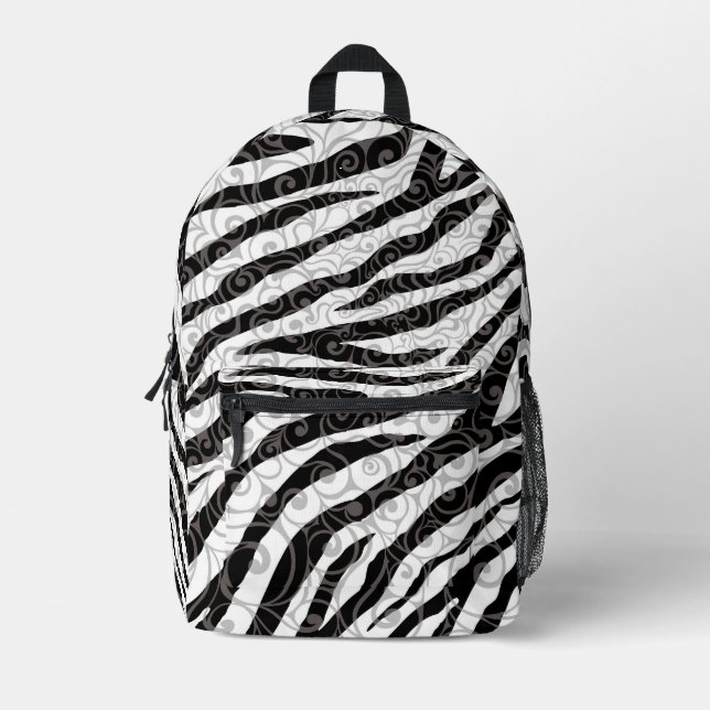 Mochila Impresa Swirly Zebra Design (Anverso)