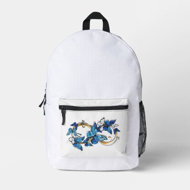 Mochila Impresa Symbol Infinity of Blue Morpho Butterflies (Anverso)