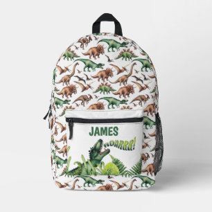 Mochila Impresa T-Rex Dinosaurios con Nombre Personalizado para Ni