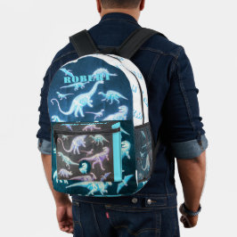 Mochila Impresa T-Rex Fluorescente Moderno Skeleton Dinosaur