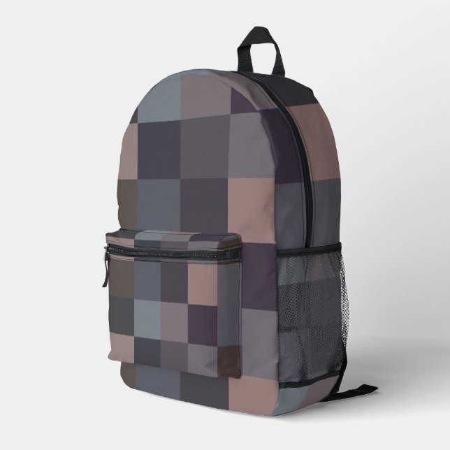 Mochila Impresa Tablero de ajedrez gris (Esquina derecha trasera )