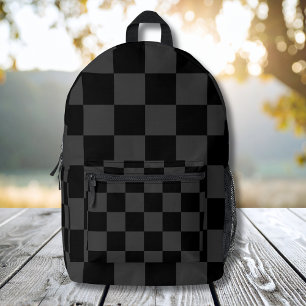 Mochila Impresa Tablero de ajedrez negro clásico y negro humeante