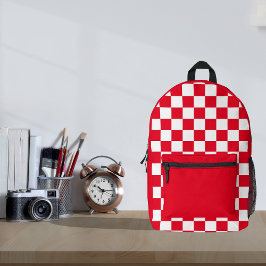 Mochila Impresa tablero de ajedrez rojo moderno minimalista