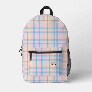 Mochila Impresa Tartán color rosa y azul para comprobar el monogra