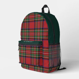 Mochila Impresa Tartán de Stewart Rústico Rojo y Verde