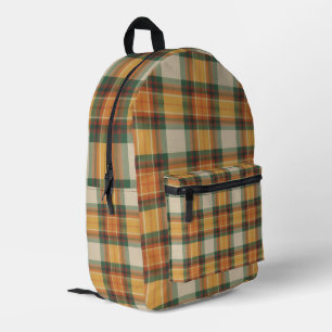 Mochila Impresa Tartan Plaid Patrón de Cosecha de Otoño Cálido