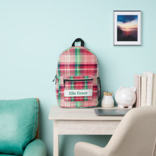 Mochila Impresa Tartán verde rosa