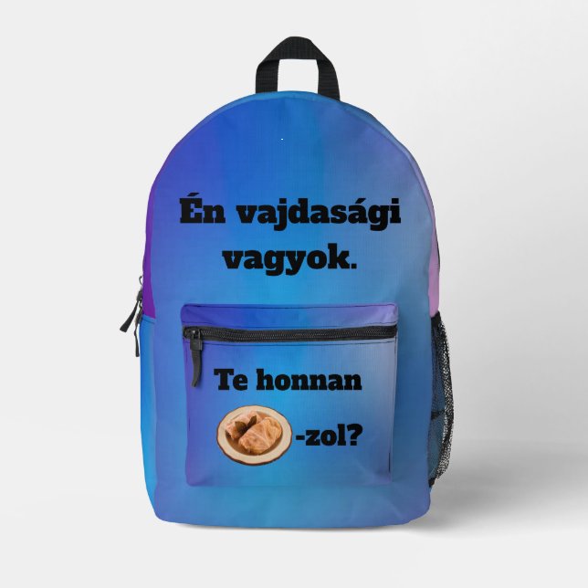 Mochila Impresa Te honnan SZÁRMA-zol? hátitáska (Anverso)