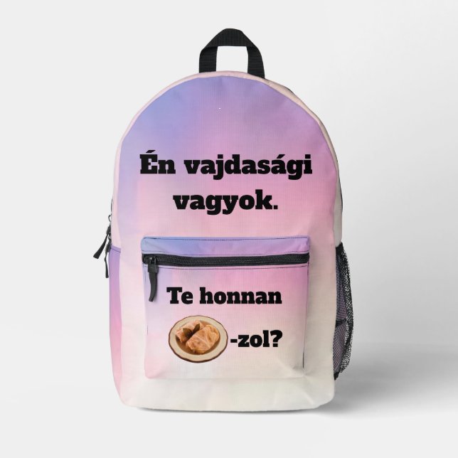 Mochila Impresa Te honnan SZÁRMA-zol? hátitáska (Anverso)