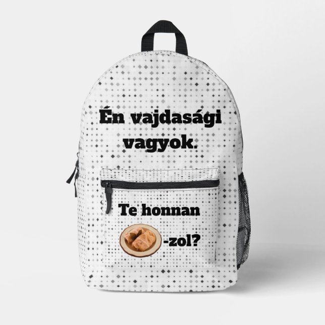 Mochila Impresa Te honnan SZÁRMA-zol? hátitáska (Anverso)