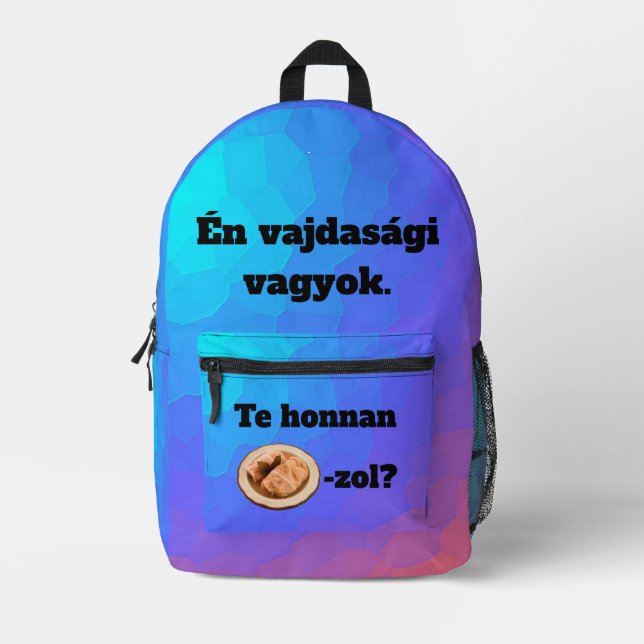 Mochila Impresa Te honnan SZÁRMA-zol? hátitáska (Anverso)