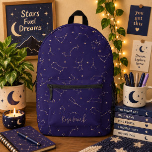 Mochila Impresa Tema de eclipse solar de estrella dorada celestial