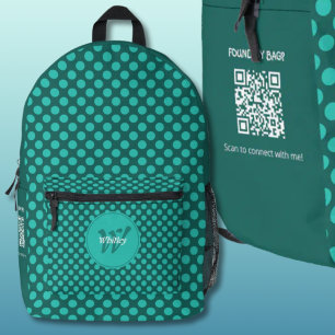 Mochila Impresa Tema de lunares elegante Código QR dinámico inteli