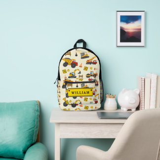 Mochila Impresa Tema de máquinas de camiones de construcción perso