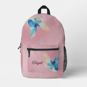 Mochila Impresa Tema de mariposa rosa