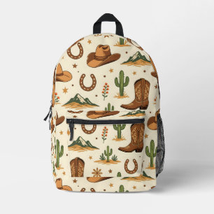 Mochila Impresa Tema de país occidental con cactus