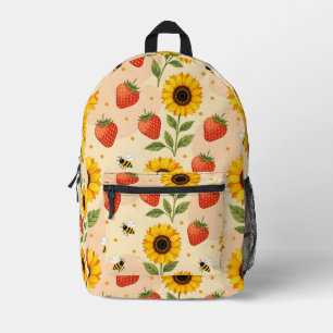 Mochila Impresa Tema de verano con girasoles y fresas