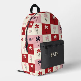 Mochila Impresa Tendencia Retro Cuadro Floral Nombre Personalizado