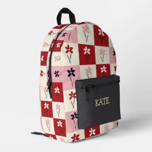 Mochila Impresa Tendencia Retro Cuadro Floral Nombre Personalizado