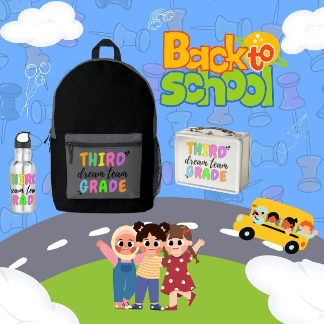 Mochila Impresa Tercer curso, clásico de vuelta a la escuela de ni (Third Grade Teacher's  Backpack, Lunch box , Watter bottle, Back To School, Third Grade Dream Team.)