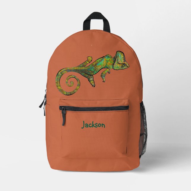 Mochila Impresa Terracota Nombrada Lizard Múltiple (Anverso)