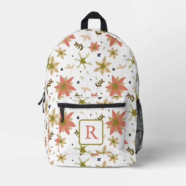 Mochila Impresa Terracotta Monogram Florals (Anverso)
