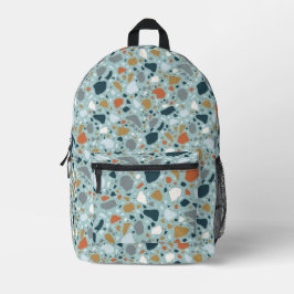 Mochila Impresa Terrazzo En Azul