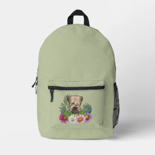 Mochila Impresa Terrier Wheaten de Pelaje Suave Flores Coloridas V