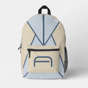 Mochila Impresa Texto geométrico abstracto personalizado crema y a