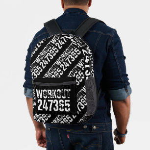 Mochila Impresa Texto grabado y desgastado Workout 247365 white