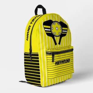 Mochila Impresa texto personalizado negro amarillo brillante moder