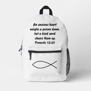 Mochila Impresa Texto personalizado Y Proverbios De Pescado Cristi