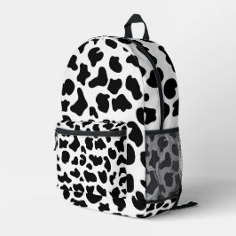 Mochila Impresa Textos de Piel de vaca blanco y negro de vaca