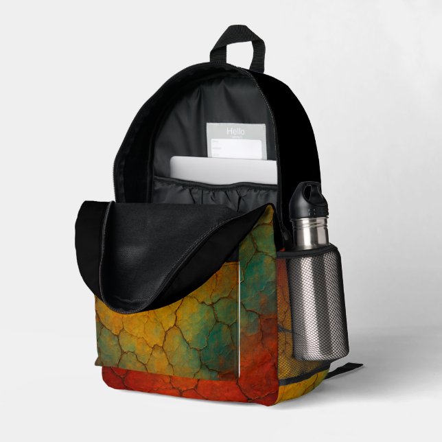 Mochila Impresa Textura abstracta de la Tierra rota (Esquina trasera derecha (abierta))