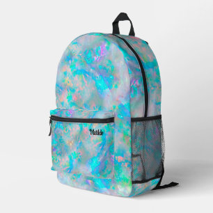 Mochila Impresa textura abstracta inspirada en opal azul